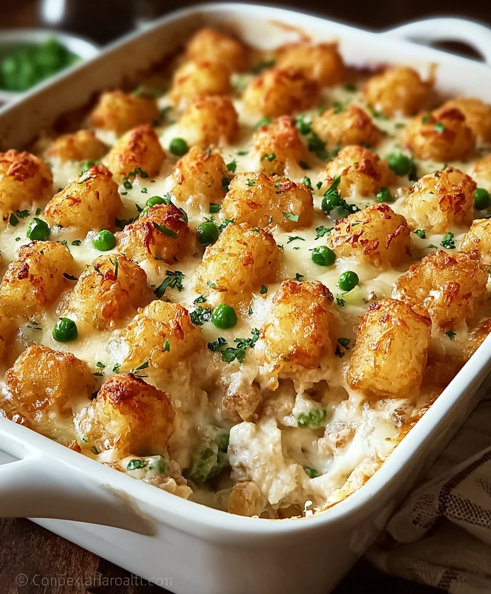 Creamy Beef Alfredo Tater Tot Casserole Recipe