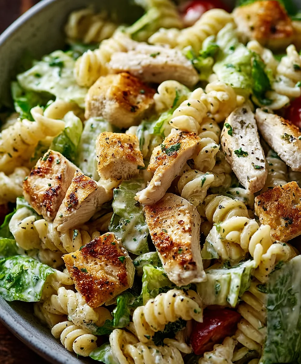 Easy Chicken Caesar Pasta Salad Recipe