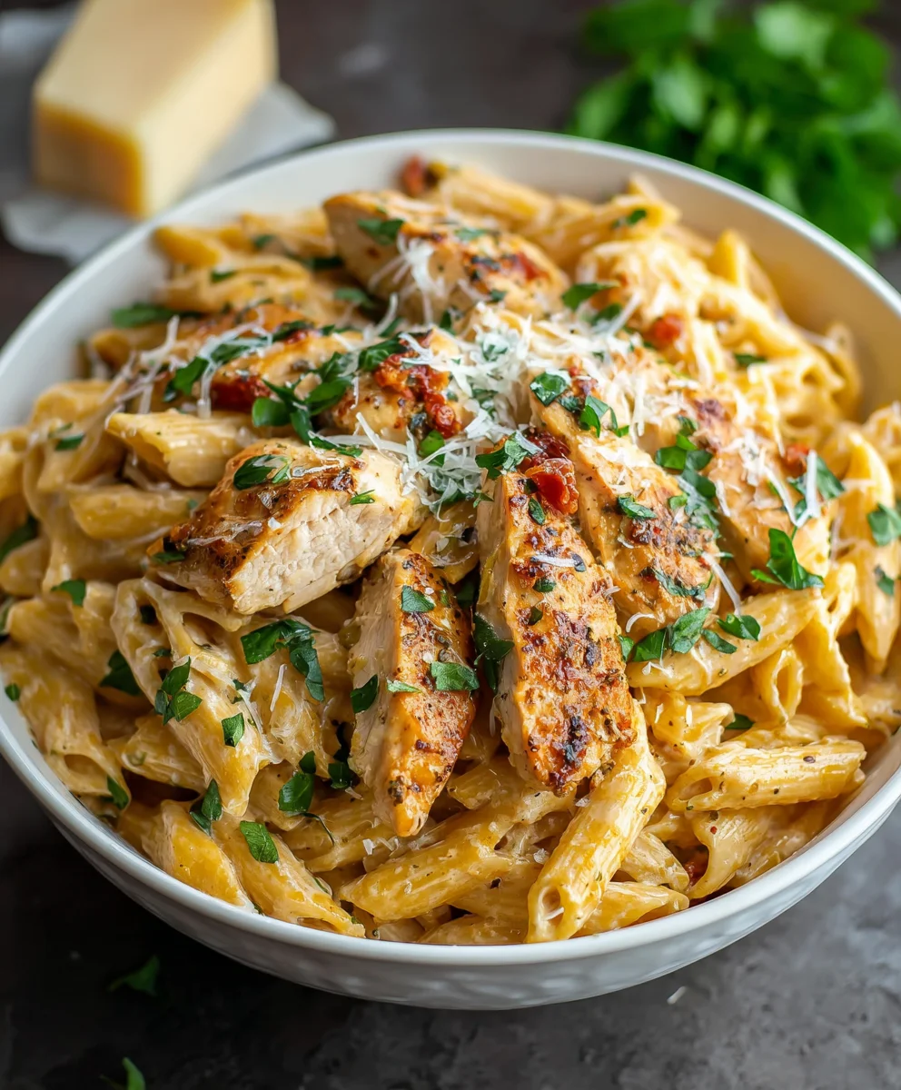 Healthy Garlic Parmesan Chicken Pasta-Easy Recipe