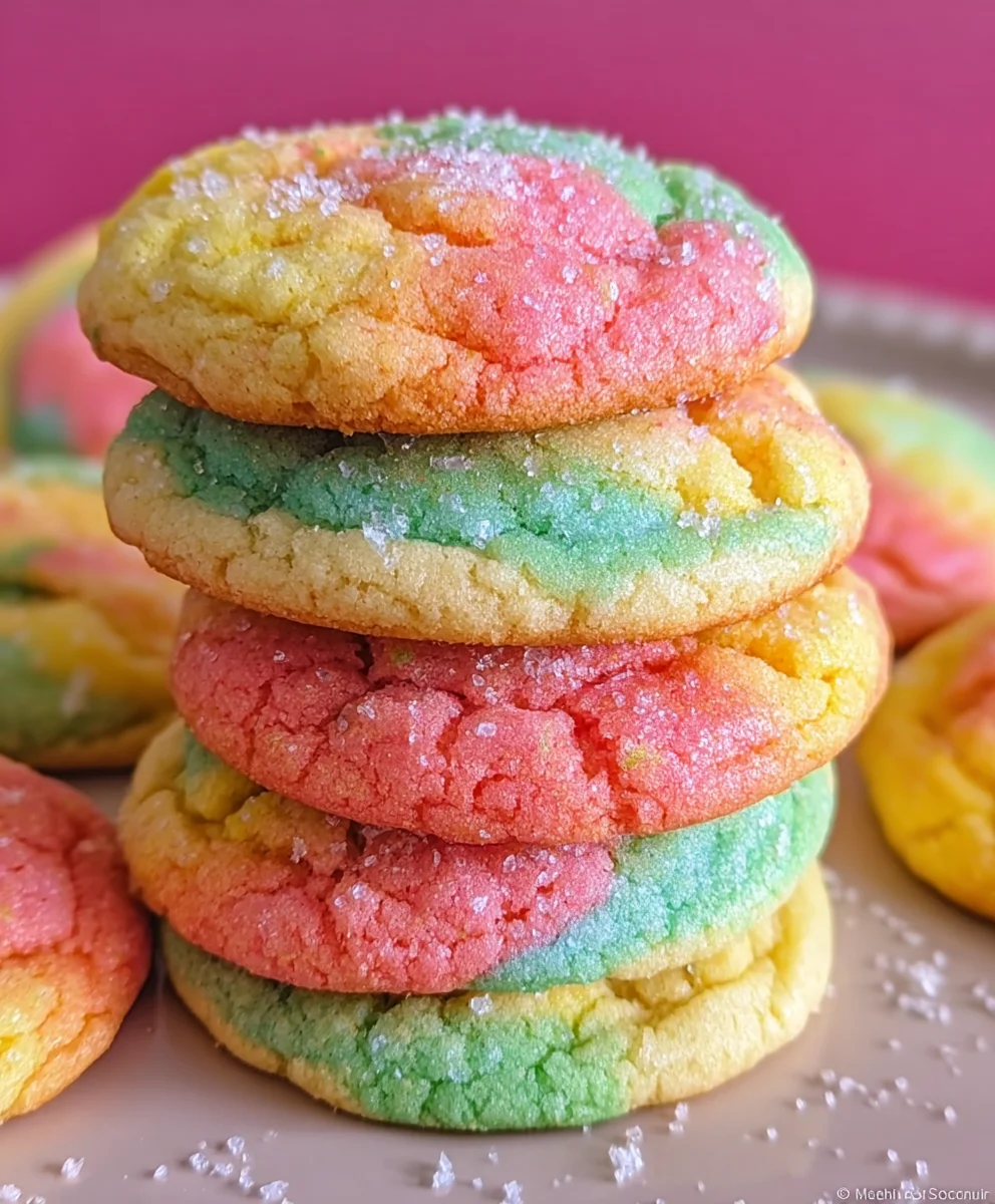 Fruity Rainbow Sherbet Cookies - Easy No-Bake Treat