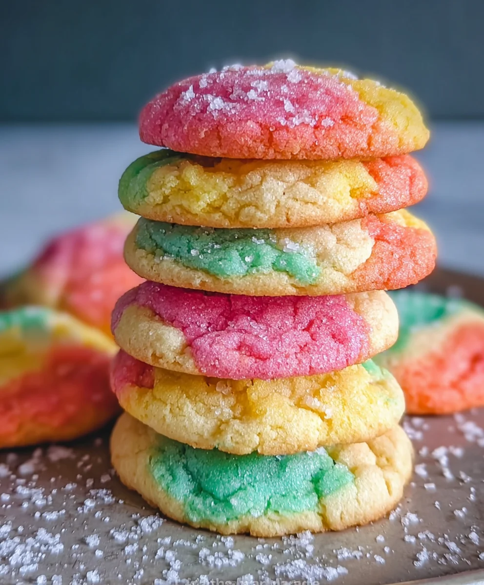 Fruity Rainbow Sherbet Cookies - Easy No-Bake Treat