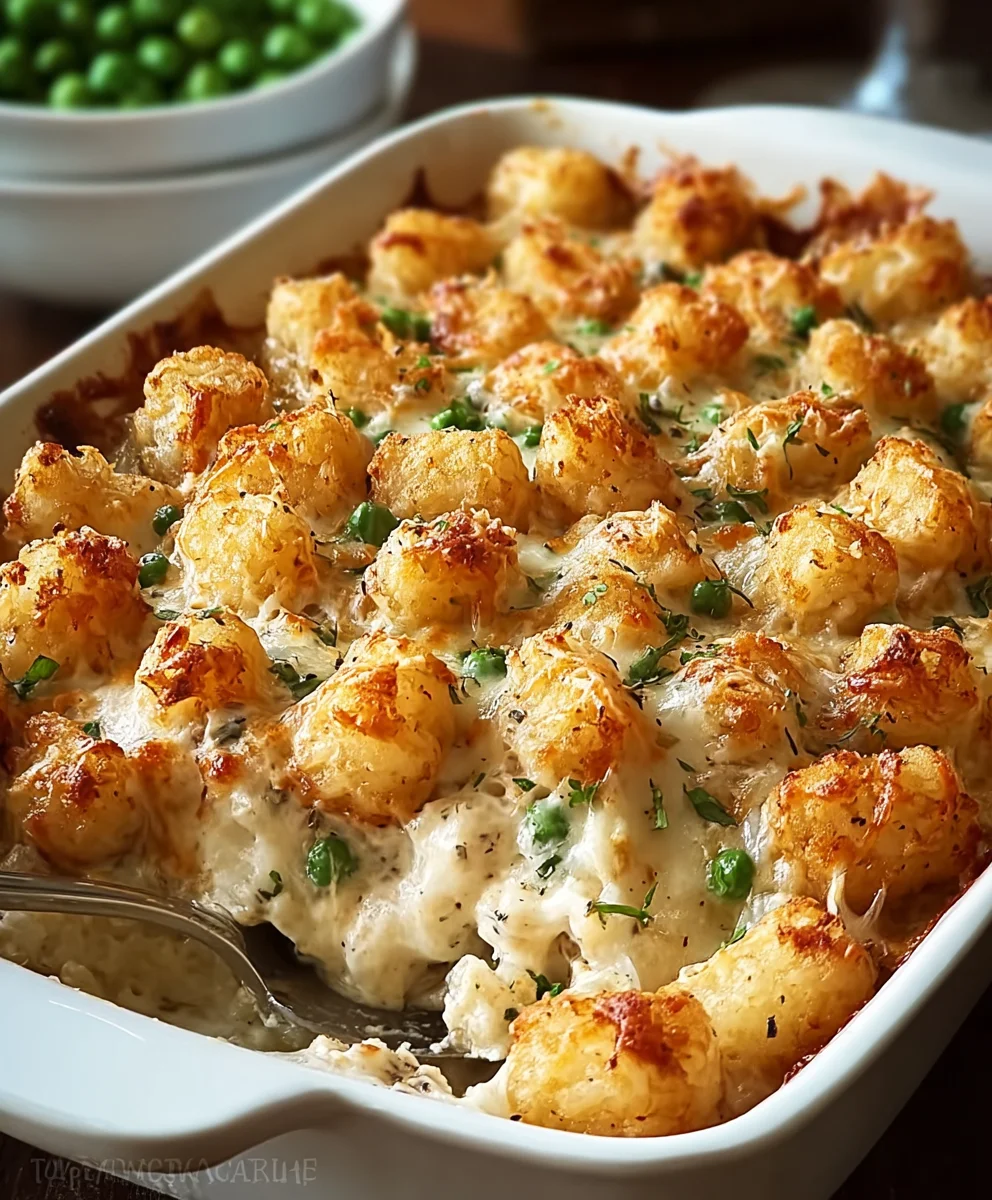 Creamy Beef Alfredo Tater Tot Casserole Recipe