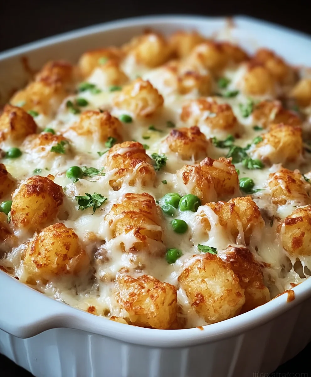Easy Beef Alfredo Tater Tot Casserole Recipe