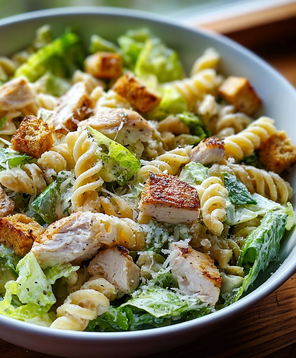 Easy Chicken Caesar Pasta Salad Recipe