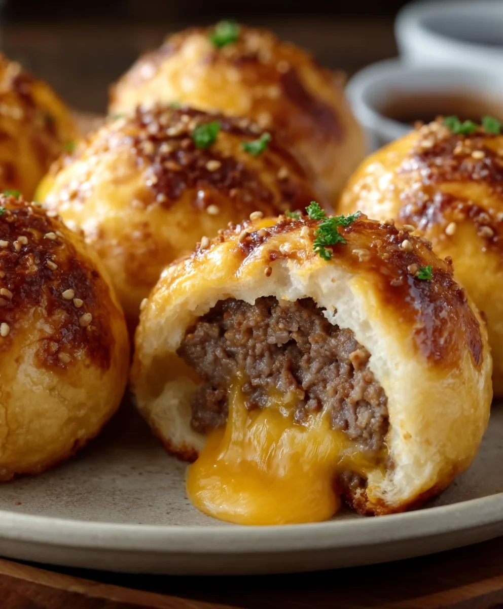 Garlic Parmesan Cheeseburger Bombs- Easy Recipe