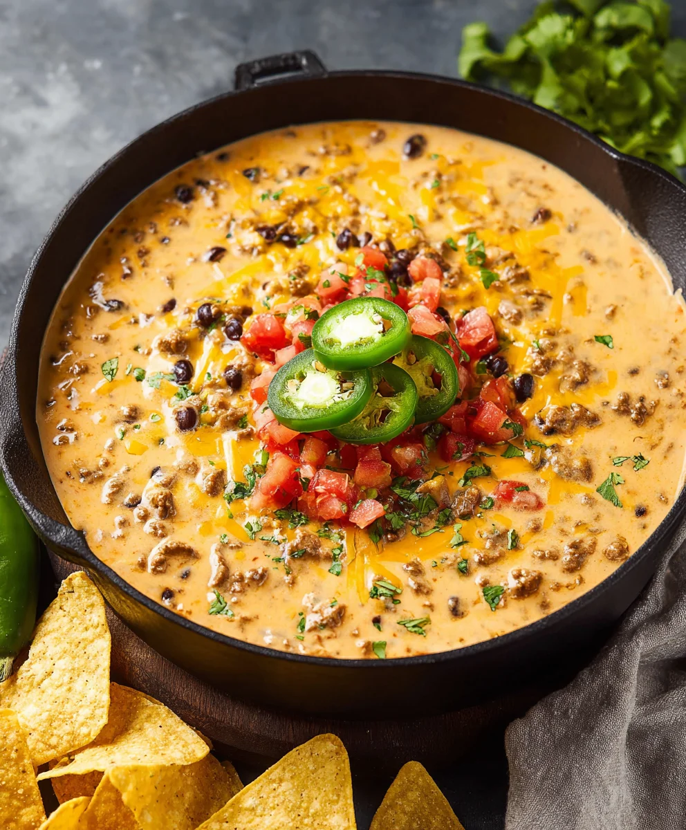 Spicy Cowboy Queso Dip - Easy Beef & Cheese Recipe
