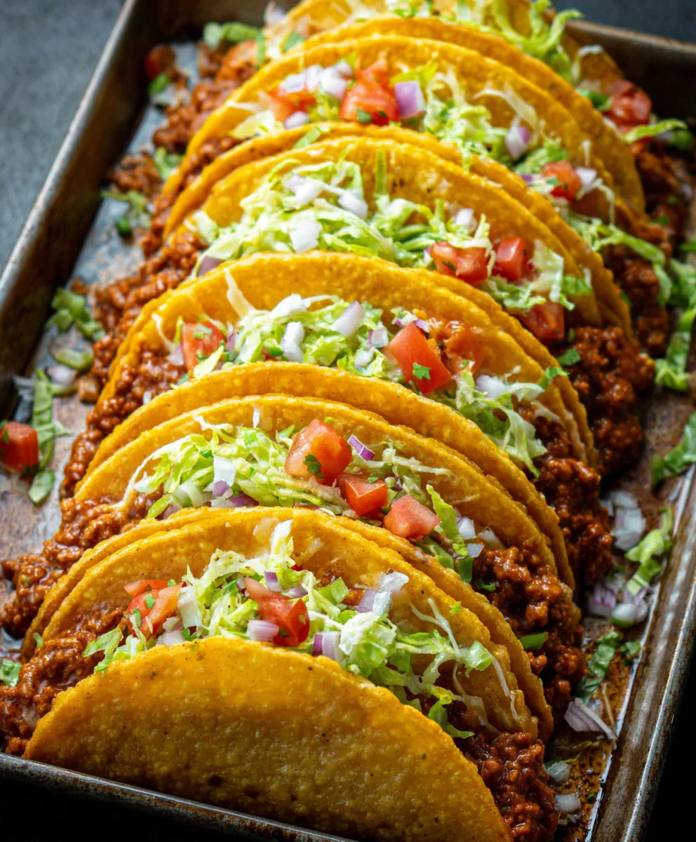 Oven-Baked Beef Tacos- Crispy Cheesy Loaded Recipe
