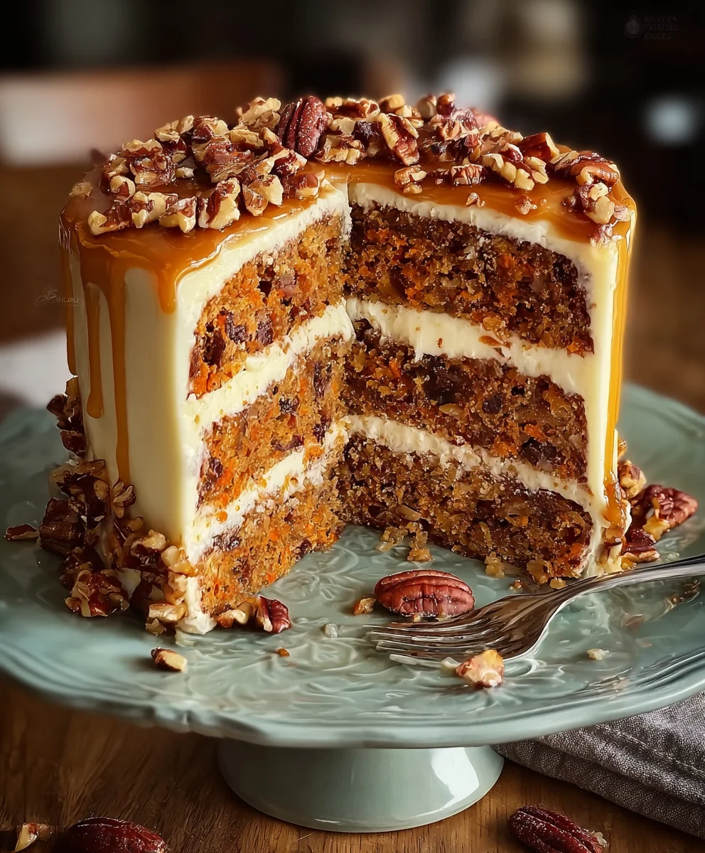 Heavenly Caramel Pecan Carrot Cake Recipe