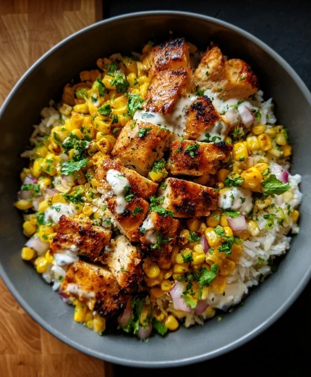 Street Corn Chicken Rice Bowl
