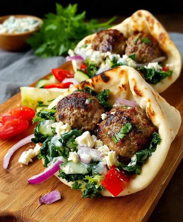 Greek Meatball Pitas