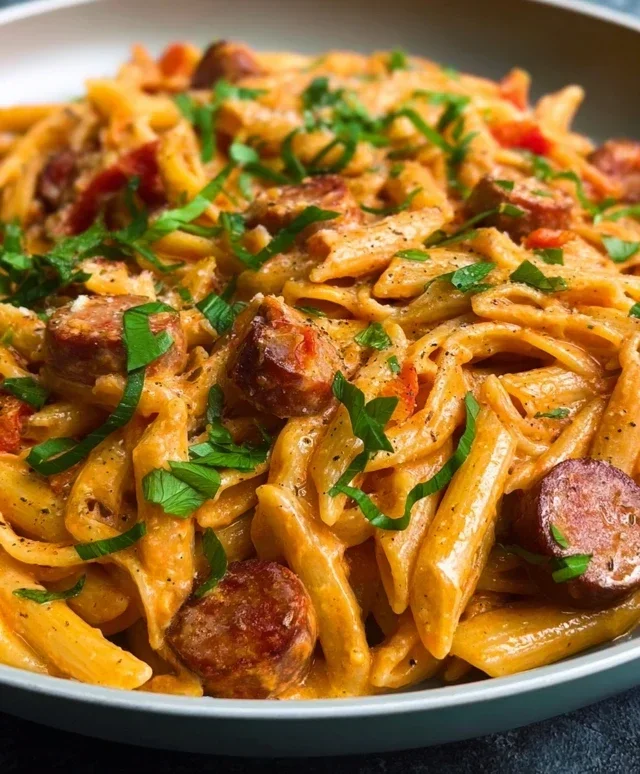 One Pot Creamy Cajun Sausage Pasta (30-Minutes)