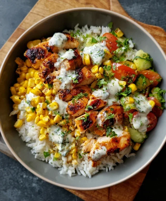 Street Corn Chicken Rice Bowl