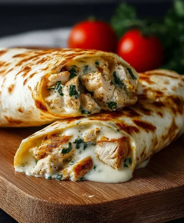 Low Carb Cheesy Garlic Chicken Wraps