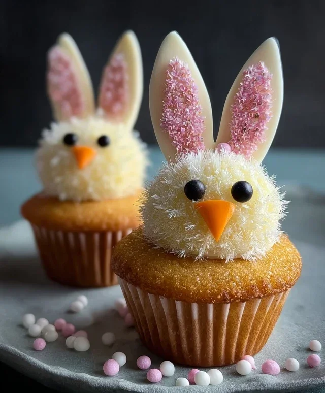 Easter Bunny and Chick Cupcakes