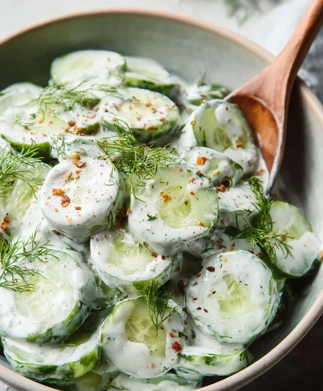 Creamy Cucumber Salad With Greek Yogurt Dressing