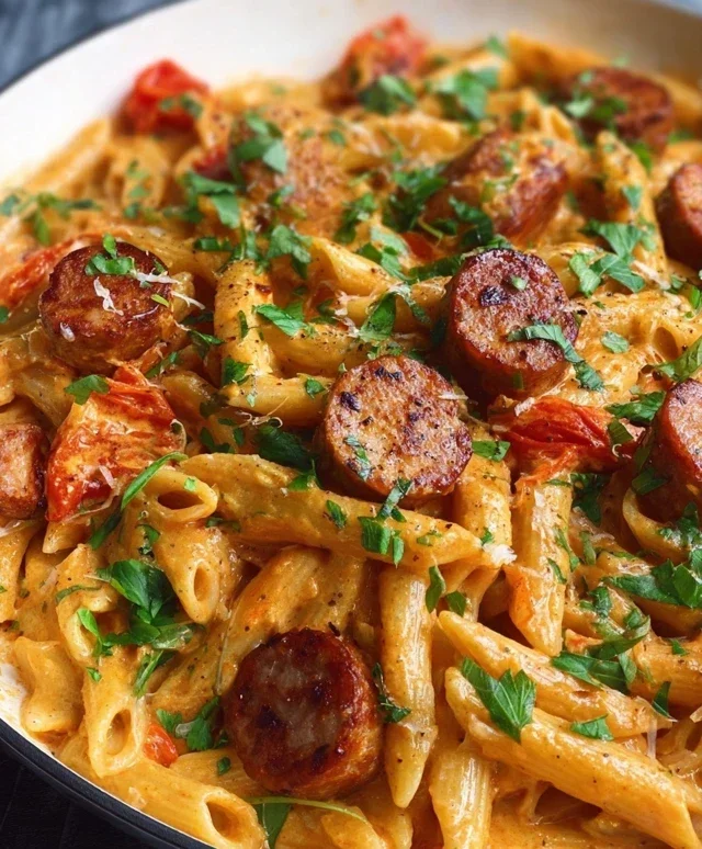 One Pot Creamy Cajun Sausage Pasta (30-Minutes)