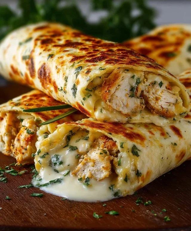 Low Carb Cheesy Garlic Chicken Wraps