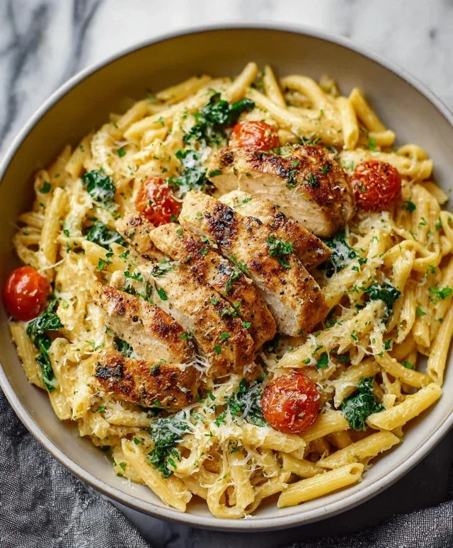 Healthy Garlic Parmesan Chicken Pasta