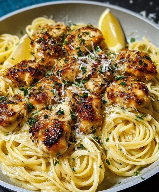 Lemon Garlic Butter Chicken Parmesan Linguine