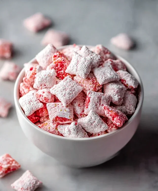 Easy Strawberry Shortcake Puppy Chow