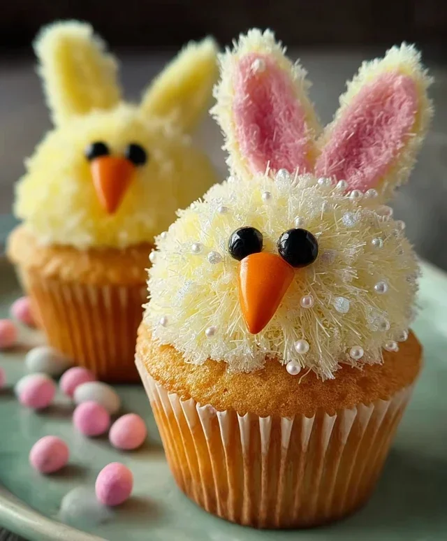Easter Bunny and Chick Cupcakes