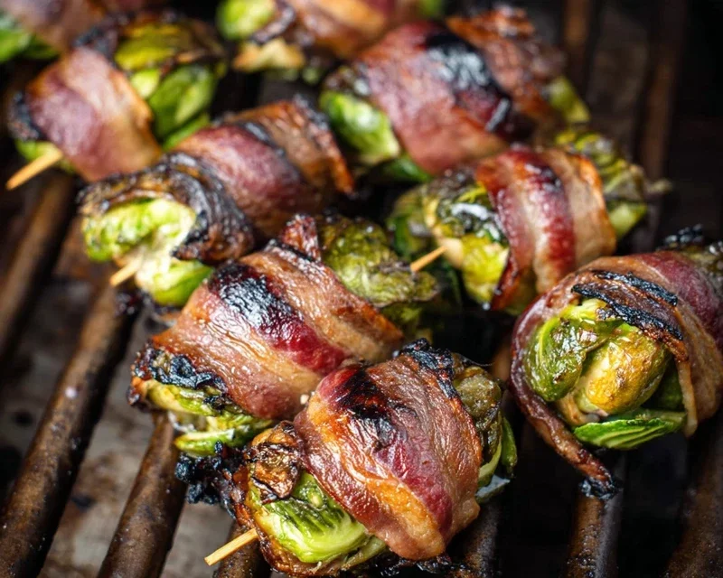 Grilled Beef Beef Bacon Wrapped Brussels Sprouts