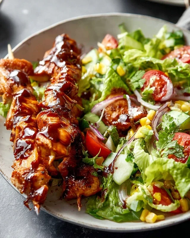 BBQ Chicken Skewer Salad