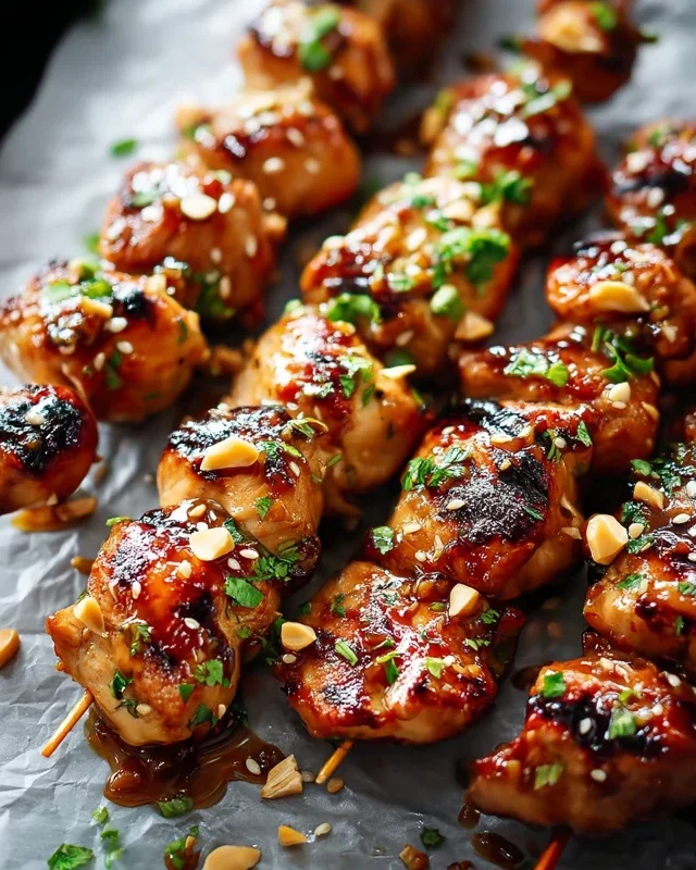 Easy Grilled Asian Chicken Skewers with Honey Garlic Sauce