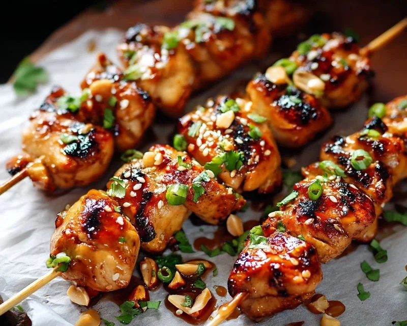 Easy Grilled Asian Chicken Skewers with Honey Garlic Sauce