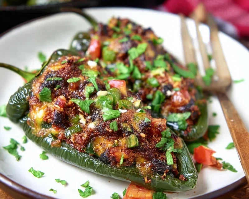 Brisket Stuffed Poblano Peppers