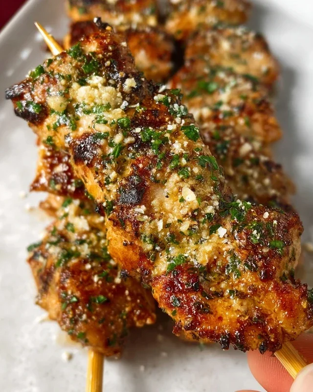 Garlic Parmesan Chicken Skewers