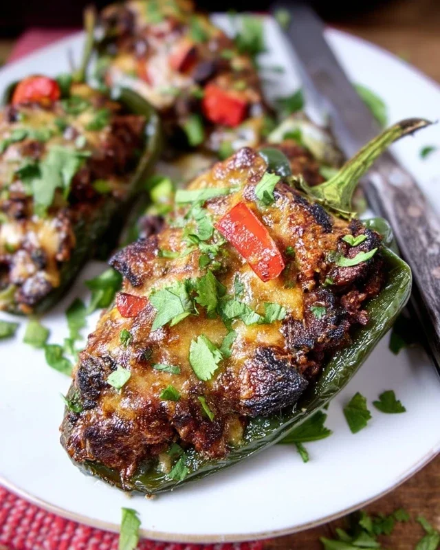 Brisket Stuffed Poblano Peppers