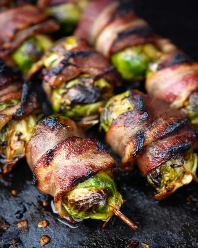 Grilled Beef Beef Bacon Wrapped Brussels Sprouts