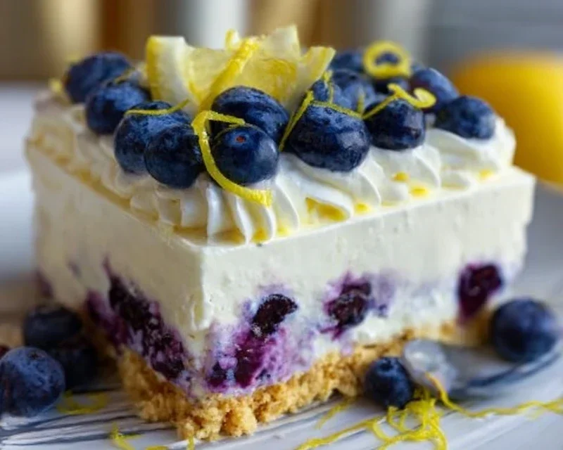 No-Bake Lemon dazzling Blueberry cream Cake