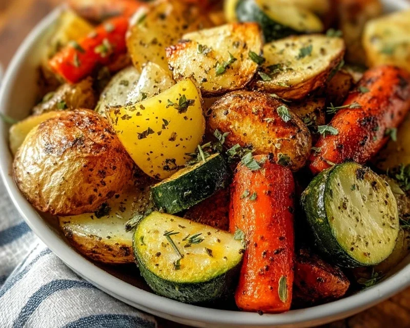 Garlic Herb Roasted Potatoes Carrots and Zucchini