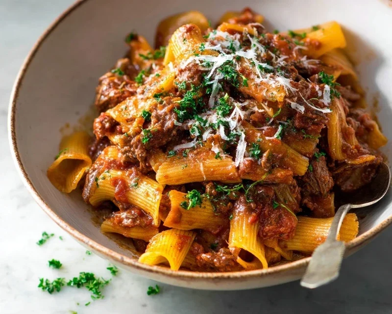 Beef Pasta in Tomato Sauce {Beef Ragu Pasta}
