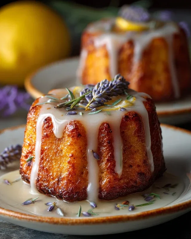 Mini Lemon Cakes With Lavender Glaze