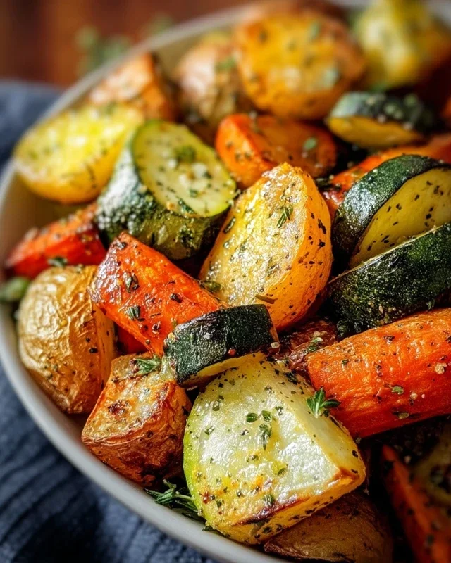 Garlic Herb Roasted Potatoes Carrots and Zucchini