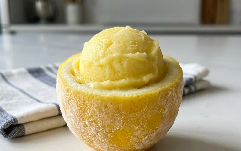 Sorbetto di Limone Dressed Up in a Frozen Lemon Shell
