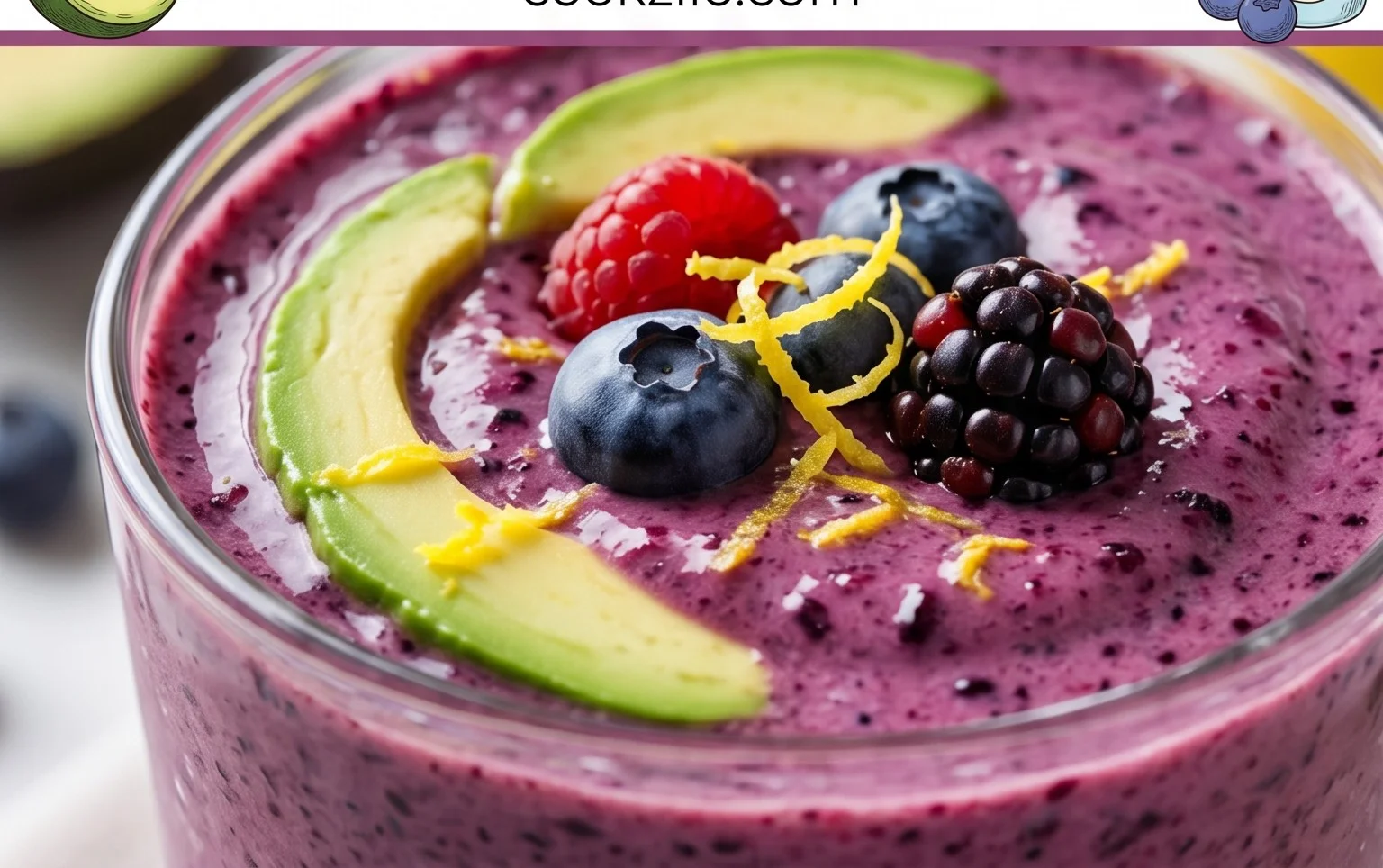 Blueberry Avocado Smoothie With Lemon & Yogurt