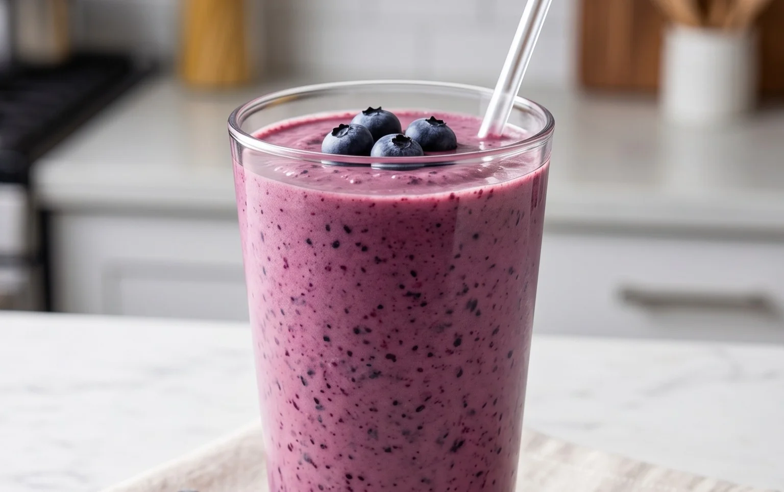 Blueberry Avocado Smoothie With Lemon & Yogurt