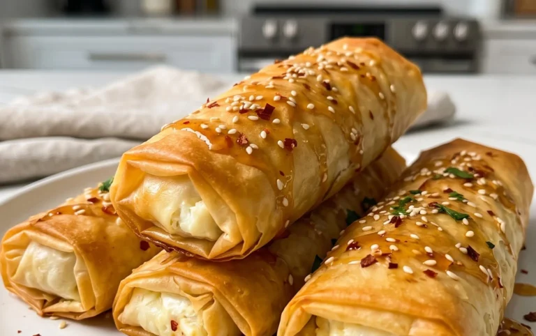 Indulgent Oven Fried Feta Rolls with Chili Honey Magic