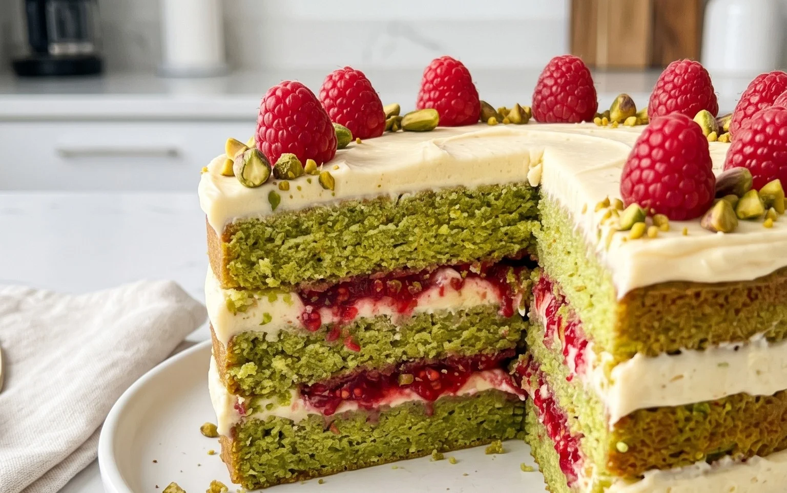 Pistachio Raspberry Cake