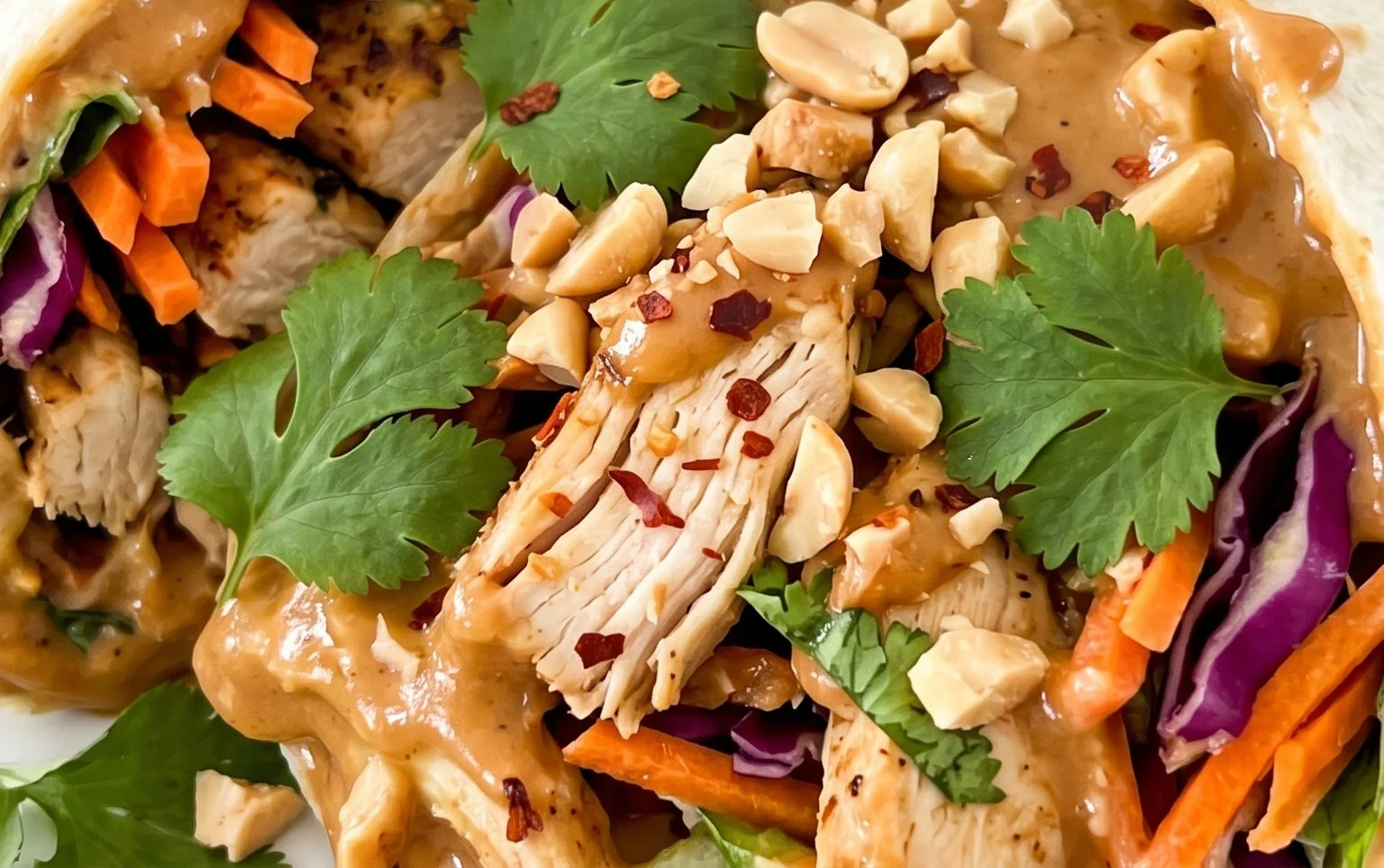 Thai Peanut Chicken Wraps