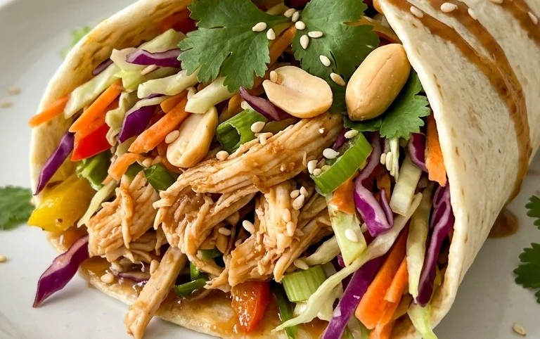 Thai Chicken Wrap with Crunchy Asian Slaw