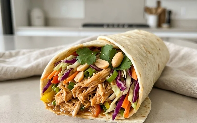 Thai Chicken Wrap with Crunchy Asian Slaw