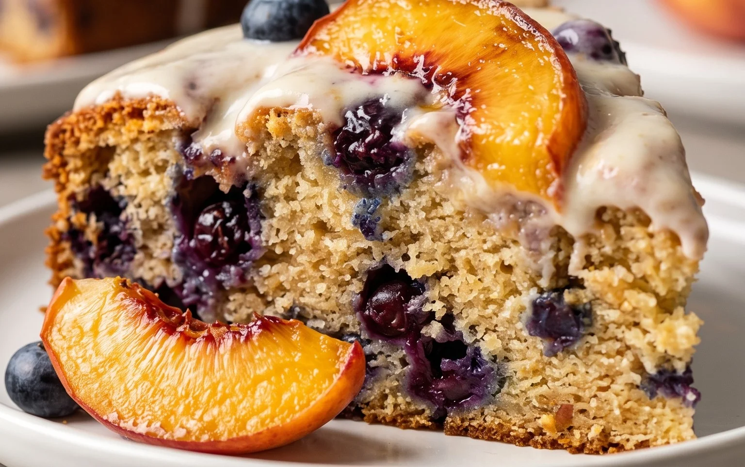Peach and Blueberry Greek Yogurt Cake