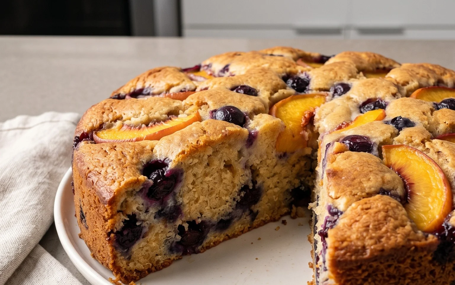 Peach and Blueberry Greek Yogurt Cake