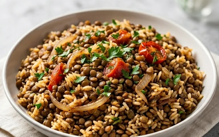 Easy Mediterranean Lentils and Rice