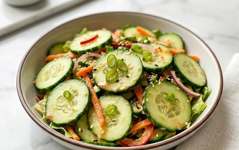 Creamy Asian Cucumber Salad Bowl